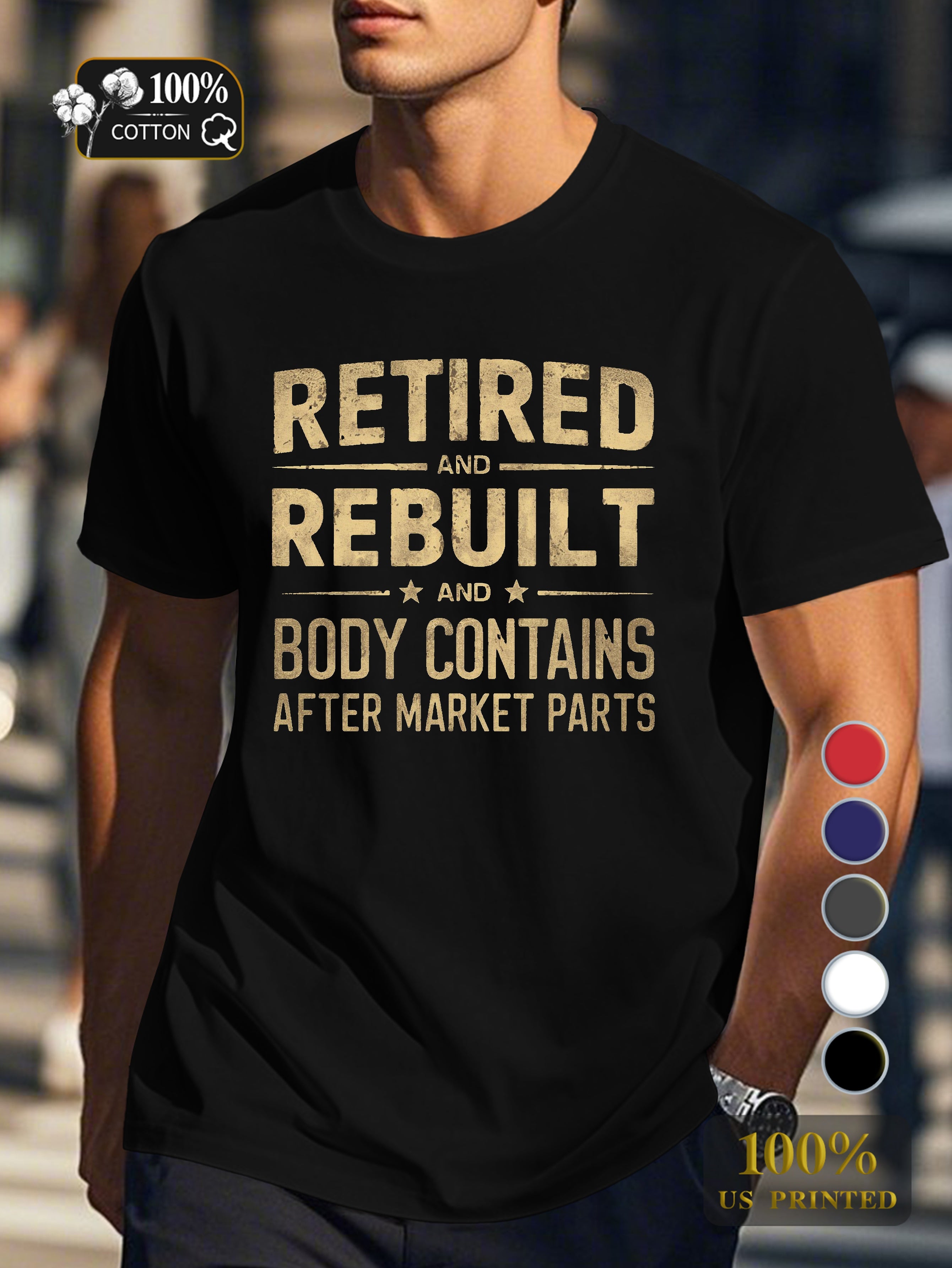RETIRED and REBUILT illustration Men's pure cotton Tshirt Comfort Fit