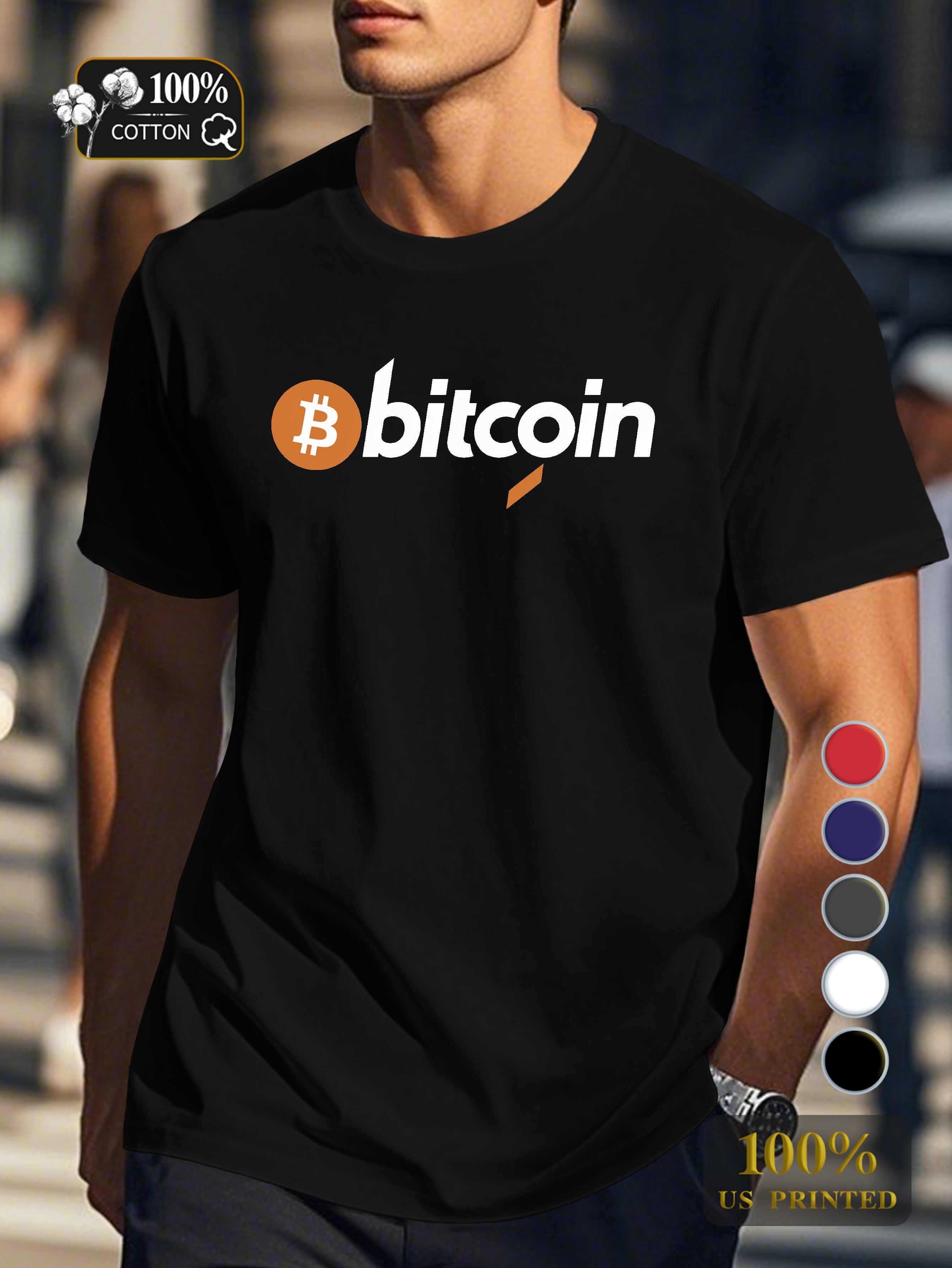 Bitcoin logo design Men's pure cotton Tshirt Comfort Fit