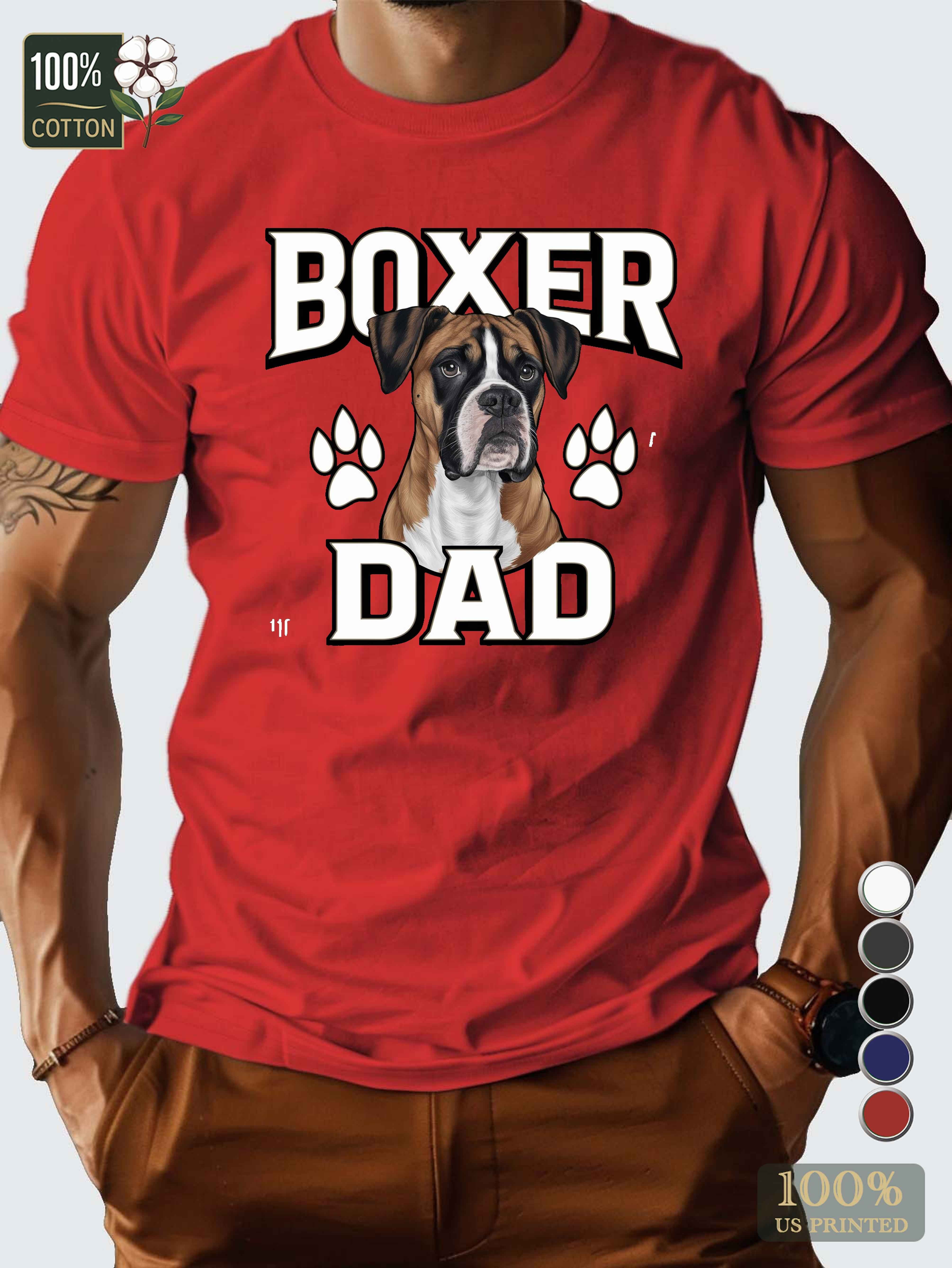 An illustration of a boxer dog Men's pure cotton Tshirt Comfort Fit