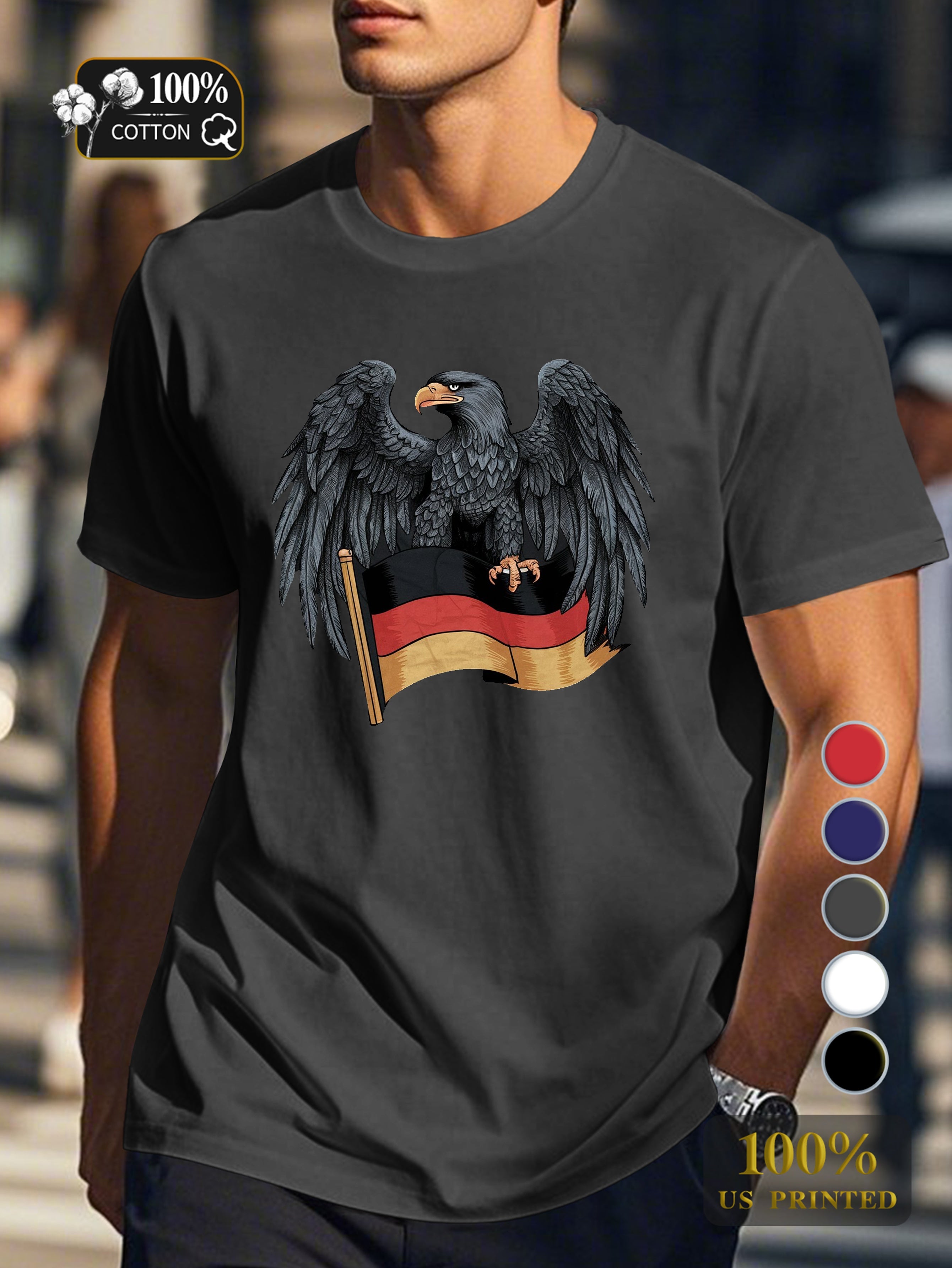 eagle with German flag Men's pure cotton Tshirt Comfort Fit
