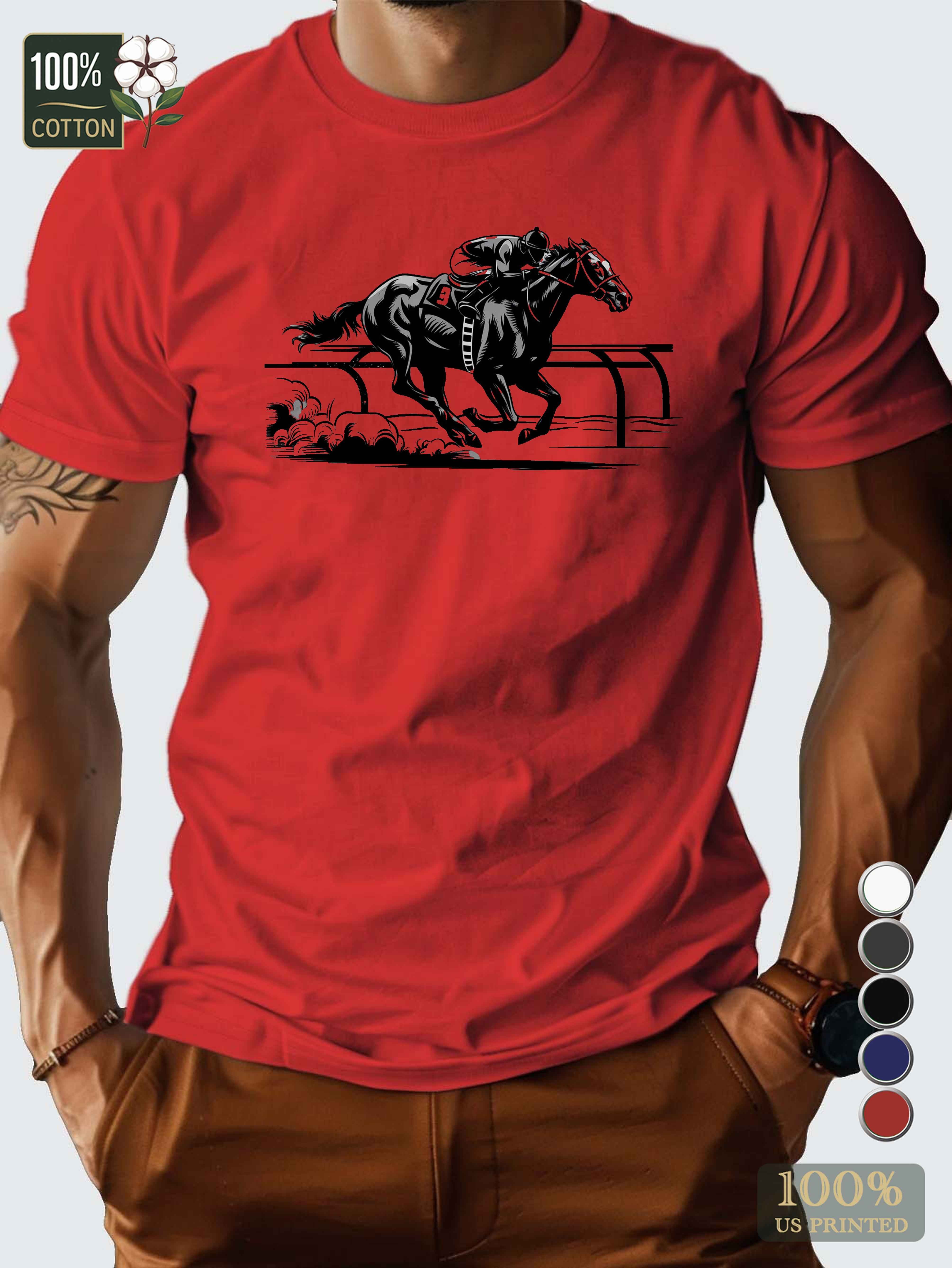 vintage horse racing Men's pure cotton Tshirt Comfort Fit