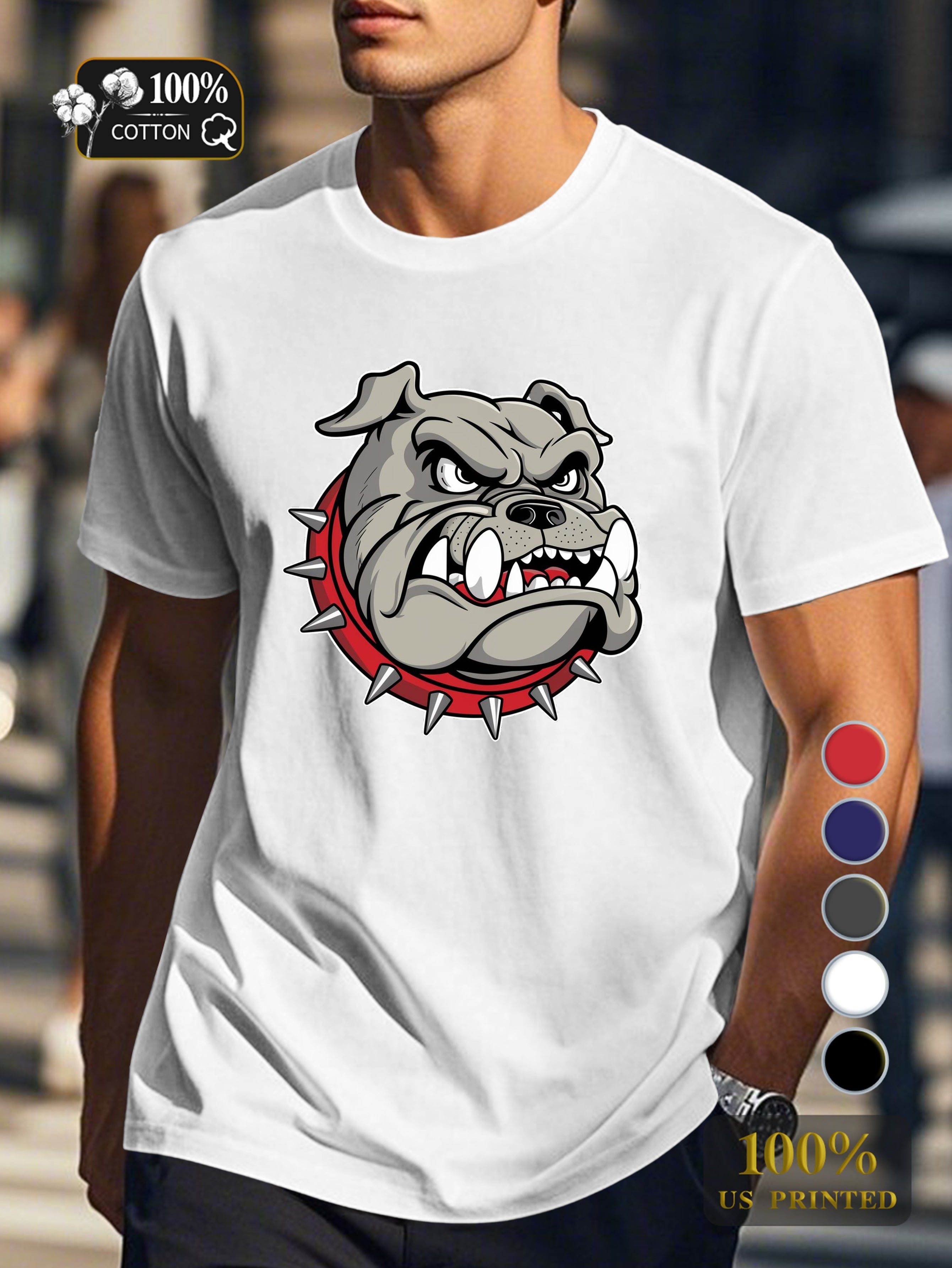 Fierce bulldog illustration Men's pure cotton Tshirt Comfort Fit